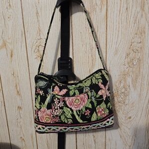 Floral Black Shoulder Bag